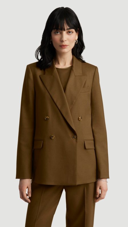 Peak Lapel Blazer in Seasonless Wool | Mushroom