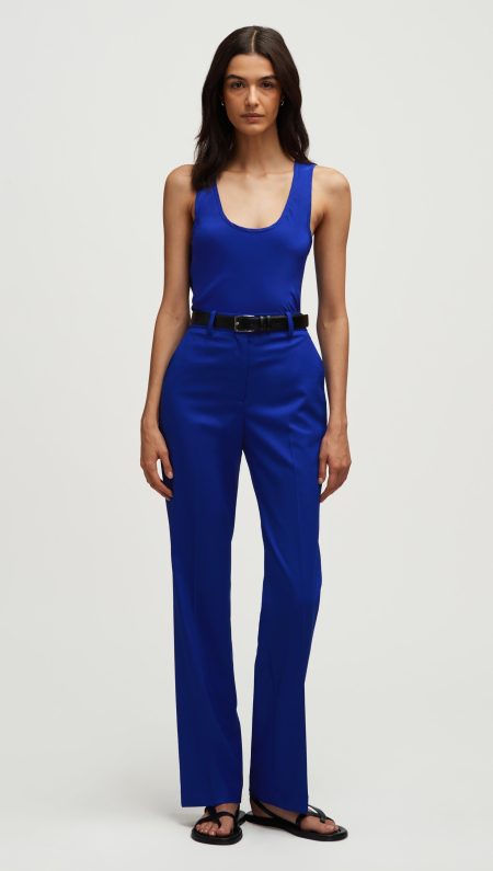 Straight Leg Trouser in Seasonless Wool | Lapis